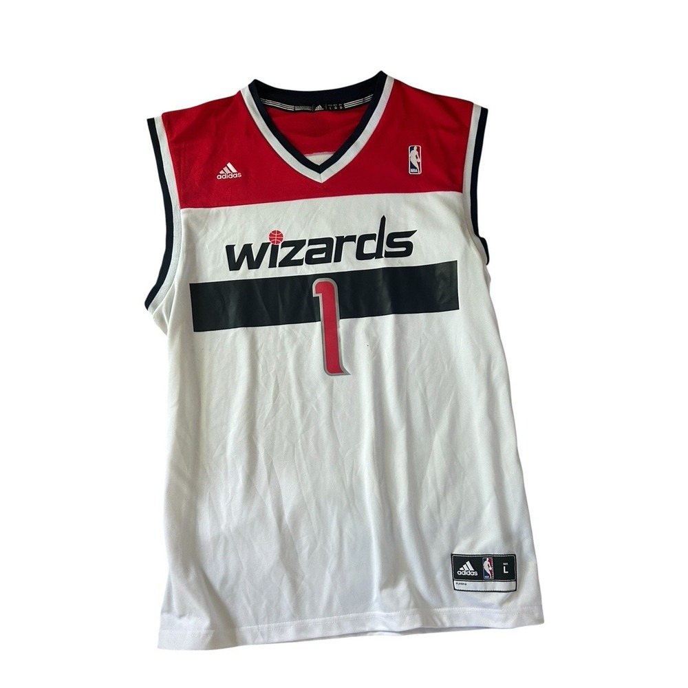 Adidas NBA Washington Wizards Jersey Size L Large White Red Blue Iron Man #1